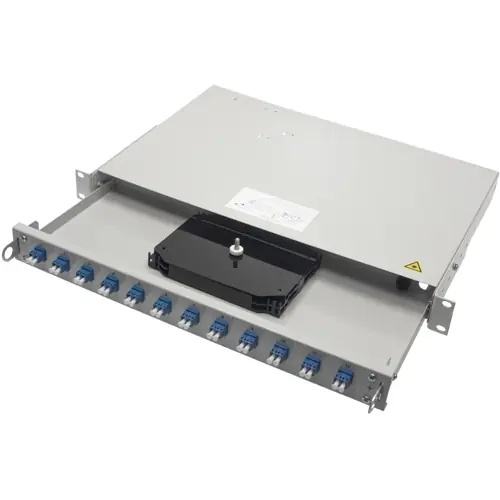 Angebot LWL Rangierverteiler, 6 x SC Duplex, waagerecht, 1-reihig, (B x H x T) 482 x 44 x 300 mm, grau, 100021686