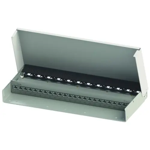 Aktuell Patchpanel, 24 x RJ45, waagerecht, 1-reihig, (B x H x T) 446 x 50.5 x 190 mm, weiß, 100007019