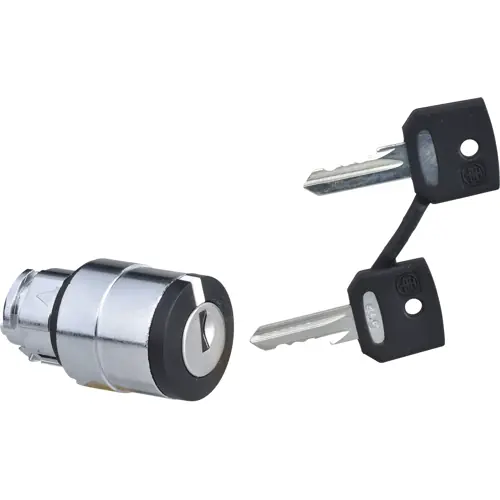 Abverkauf Schlüsselschalter, unbeleuchtet, rastend, Bund rund, 3 x 45°, Einbau-Ø 22 mm, ZB4BG1