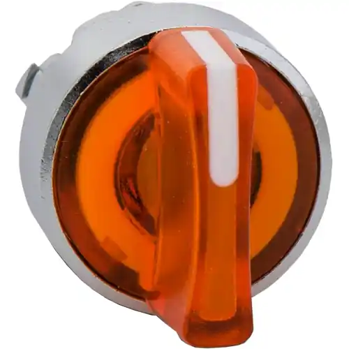 Abverkauf Knebelschalter, beleuchtbar, tastend, Bund rund, Frontring silber, 3 x 45°, Einbau-Ø 22 mm, ZB4BK1553