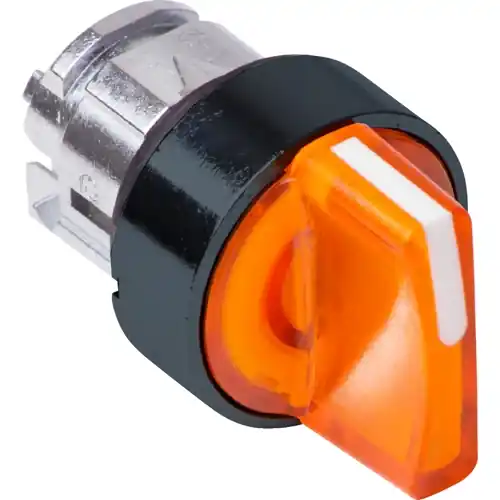 Abverkauf Knebelschalter, beleuchtbar, tastend, Bund rund, Frontring schwarz, 3 x 45°, Einbau-Ø 22 mm, ZB4BK18537