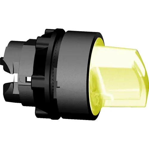 Abverkauf Knebelschalter, beleuchtbar, tastend, Bund rund, orange, Frontring schwarz, 3 x 45°, Einbau-Ø 22 mm, ZB5AK1553