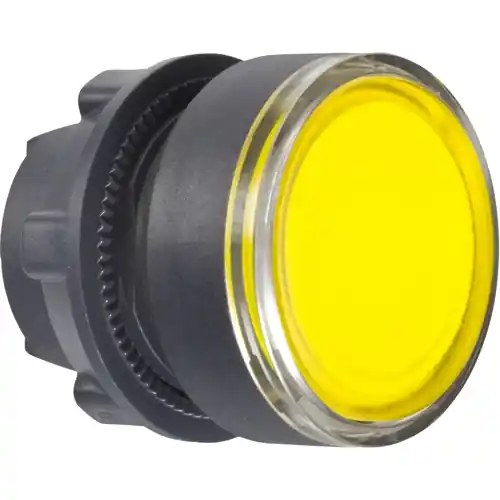Abverkauf Druckschalter, beleuchtbar, rastend, Bund rund, gelb, Einbau-Ø 22 mm, ZB5AH083