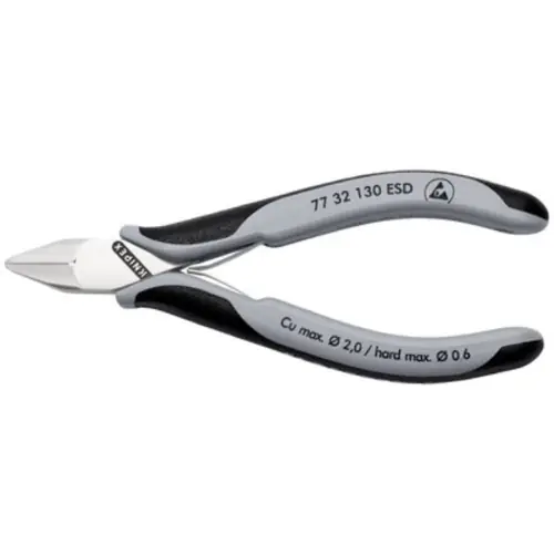 Begrenztes Angebot ESD Seitenschneider, 130 mm, 80 g, Schneidkapazität (2/1.3/0.6 mm/–), 77 32 130 ESD