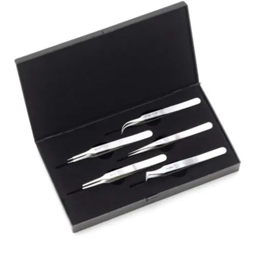 Zertifiziert ESD Pinzettensatz (5 Pinzetten), antimagnetisch, Edelstahl, 3500TP