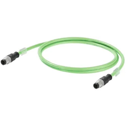 Zertifiziert Systemkabel, PROFINET, M12-Stecker, gerade auf M12-Stecker, gerade, Cat 5e, SF/UTP, PUR, 15 m, grün, 1025950150