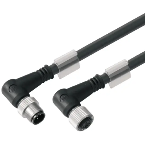 Top-Angebot Bus-Leitung, M12-Stecker, gerade auf M12-Stecker, abgewinkelt, PUR, 3 m, schwarz, 1062150300