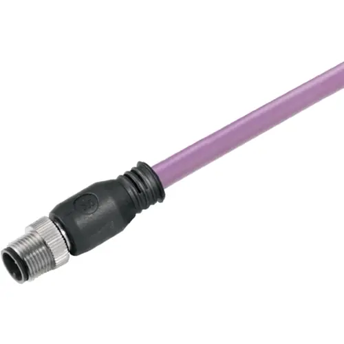 Abverkauf Bus-Leitung, M12-Stecker, gerade auf offenes Ende, PUR, 3 m, violett, 1873300300