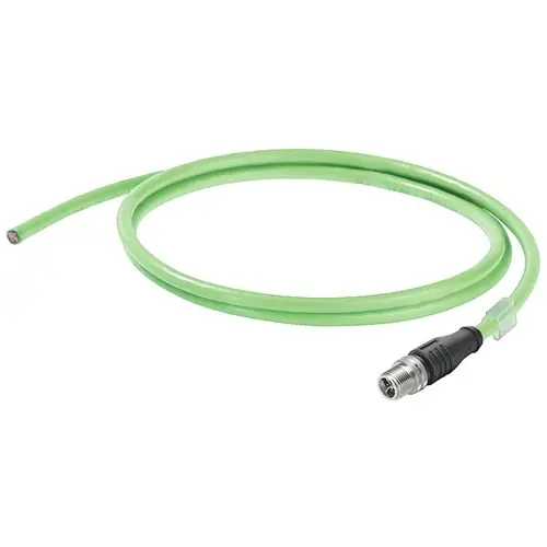 Zertifiziert Systemkabel, PROFINET, M12-Stecker, gerade auf offenes Ende, Cat 6A, S/FTP, PVC, 3 m, grün, 1449470030