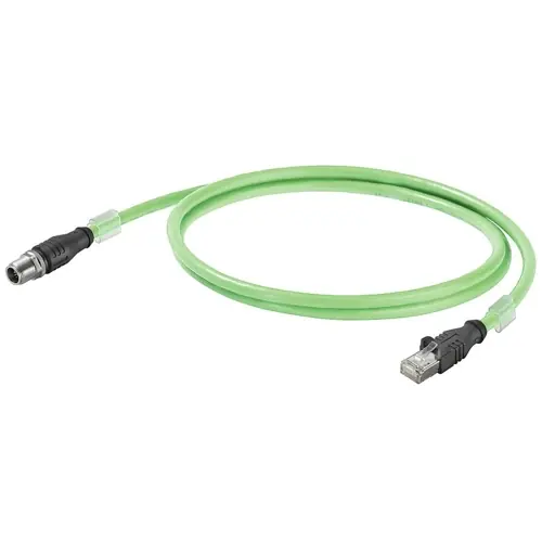 Top-Angebot Systemkabel, RJ45-Stecker, gerade auf M12-Stecker, gerade, Cat 6A, S/FTP, PUR, 3 m, grün, 1457580030